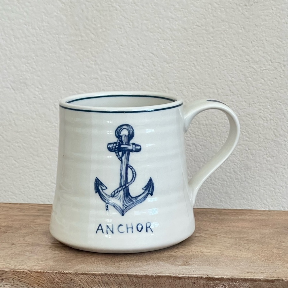 Anthropologie Molly Hatch Blue Anchor Nautical mug